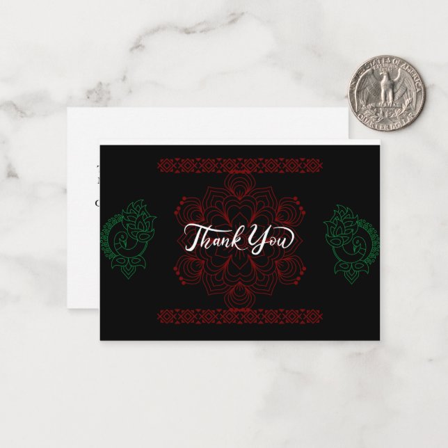 Gravur rot grün schwarz danke Karte (Vorderseite/Rückseite Beispiel)