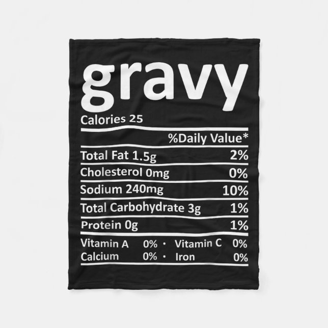 Gravy Nutrition Facts Funny Thanksgiving Christmas Fleecedecke (Vorderseite)