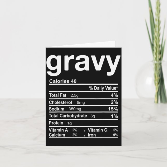 Gravy Nutrition Facts Funny Thanksgiving Christmas Karte (Vorderseite)