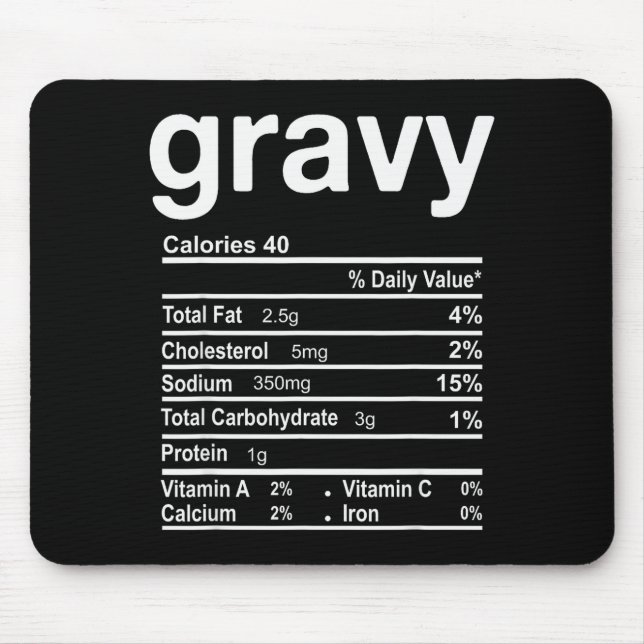 Gravy Nutrition Facts Funny Thanksgiving Christmas Mousepad (Vorne)
