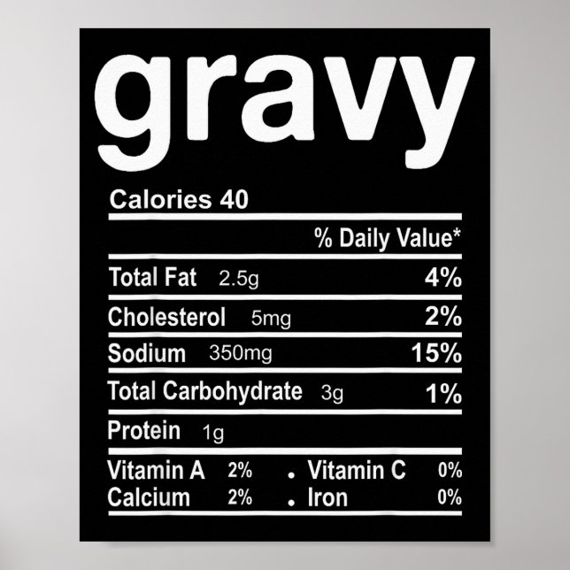 Gravy Nutrition Facts Funny Thanksgiving Christmas Poster (Vorne)