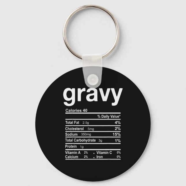 Gravy Nutrition Facts Funny Thanksgiving Christmas Schlüsselanhänger (Vorderseite)