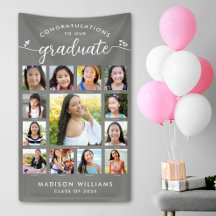 Gray Abschluss K-12 Script Foto Collage Modern