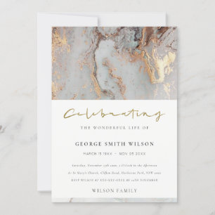 GRAY AGATE CELEBRATING MEMORIVICE INVITE DANKESKARTE