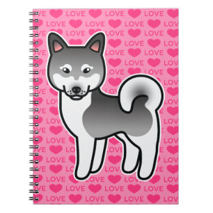 Gray Alaskan Klee Kai Dog Liebe Illustration Pink Notizblock