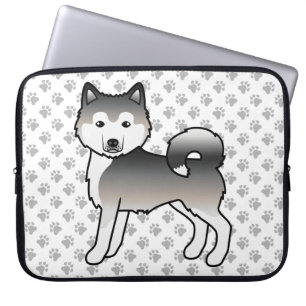 Gray Alaskan Malamute Niedlich Cartoon Dog Laptopschutzhülle
