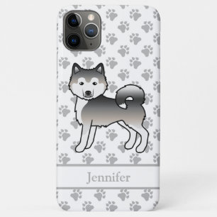 Gray Alaskan Malamute Niedlich Cartoon Dog & Name Case-Mate iPhone Hülle