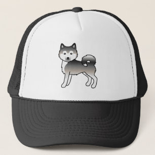 Gray Alaskan Malamute Niedlich Cartoon Dog Truckerkappe