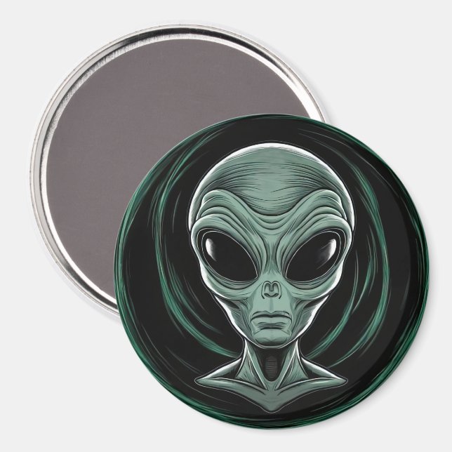 Gray Alien Head Magnet (Vorderseite/Rückseite)