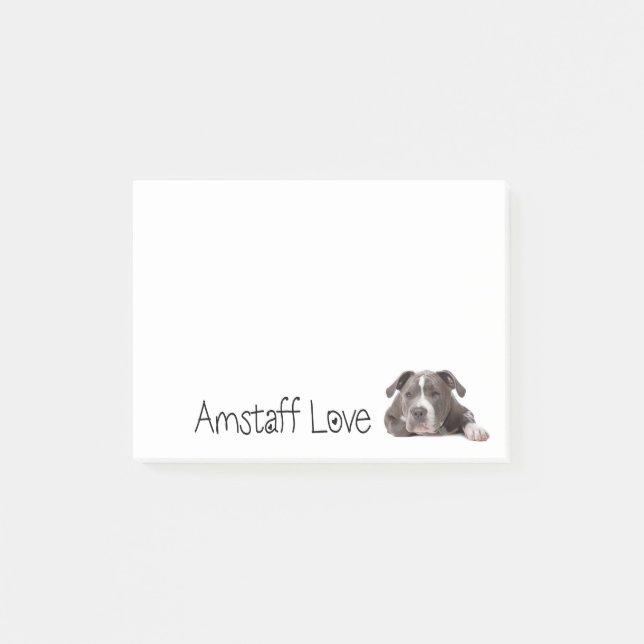 Gray American Staffordshire Terrier Dog - Amstaff Post-it Klebezettel (Vorderseite)