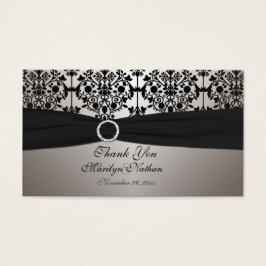 Gray and Black Damask Wedding Favor Tag