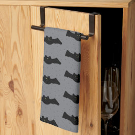 Gray and Black Halloween Bats Geschirrtuch