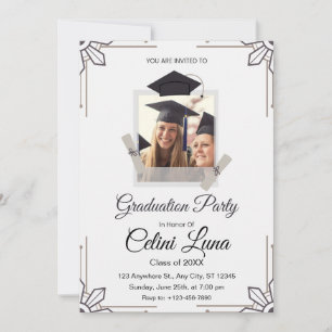 Gray and Black Illustrative Graduation Party Einladung