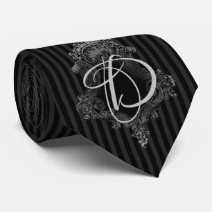 Gray and Black Monogram Initial Krawatte