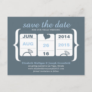 Gray and Blue Machine Wedding Save the Date Ankündigungspostkarte