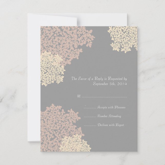 Gray and Cream Queen Anne's Lace Wedding RSVP Karte (Vorderseite)