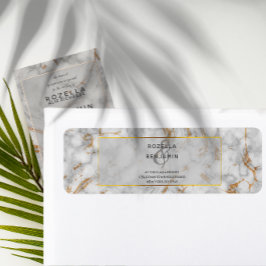 Gray and Gold Marble Agate Elegante Rücksendeadres