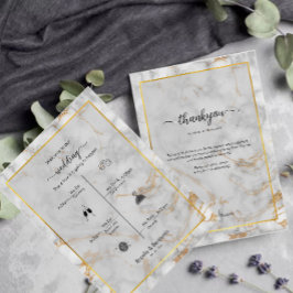 Gray and Gold Marble Agate Elegantes Hochzeitsprog