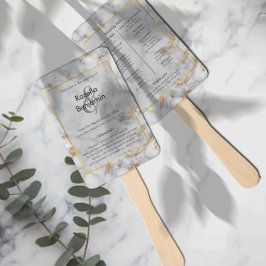 Gray and Gold Marble Agate Elegantes Hochzeitsprog Fächer