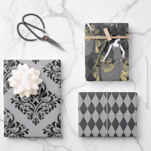 Gray and Gold Paris thematisch Geschenkpapier Set