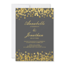 Gray and Gold Twinkle Moderne Einladung zur Hochze