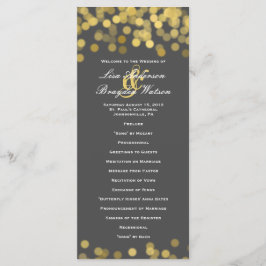 Gray and Gold Twinkle Modernes Hochzeitsprogramm Programm