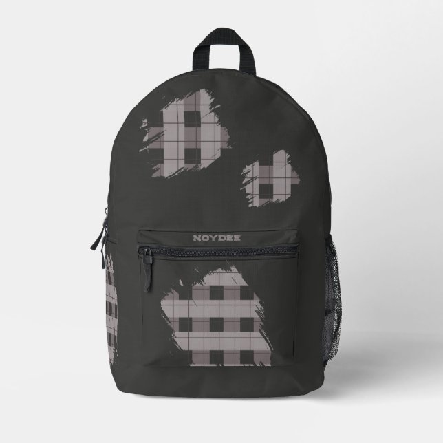 Gray and Gray Plaid Patches, Name  Bedruckter Rucksack (Vorderseite)