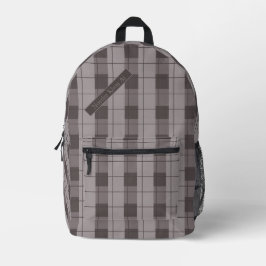 Gray and Grey Plaid, Your Name Bedruckter Rucksack