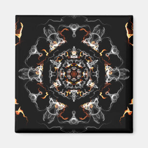 Gray and Orange Flame Mandala Magnet