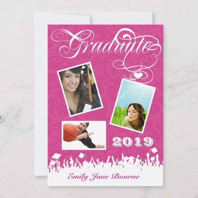 Gray and Pink Fuchsai Senior Picture Class Ankündigung (Vorderseite)