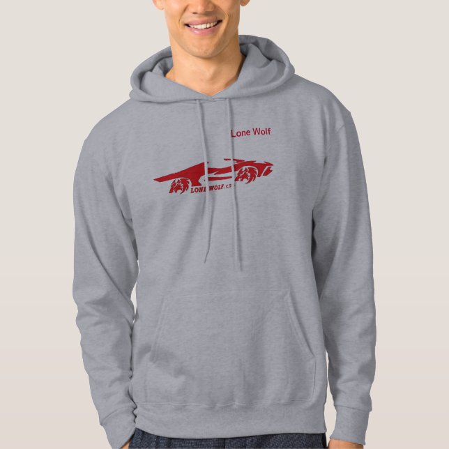 Gray and Red Lone Wolf Hoodie (Vorderseite)