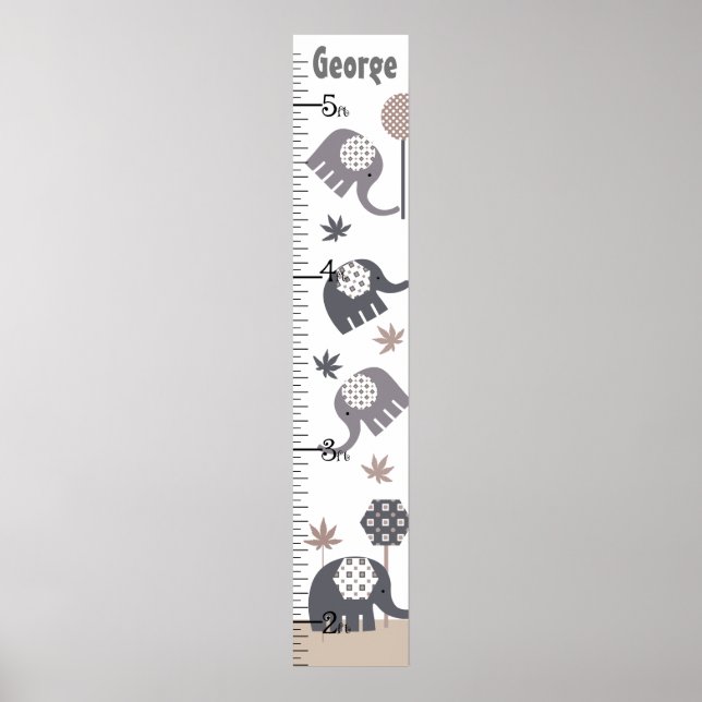Gray and Tan Elephants Growth Chart Behielt auf 8x Poster (Vorne)