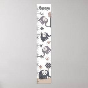 Gray and Tan Elephants Growth Chart Keep at 8x44! Poster