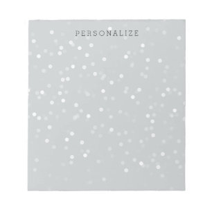 Gray and White Bokeh Confetti Notizblock
