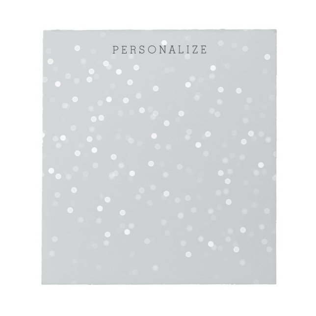 Gray and White Bokeh Confetti Notizblock (Vorderseite)