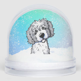Gray and White Goldendoodle Schneekugeln