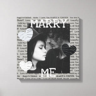 Gray and White Marry Me Coupels Foto Wall Art Leinwanddruck