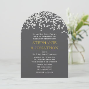 Gray and Yellow Shooting Stars Wedding Invitations Einladung