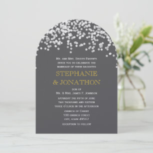 Gray and Yellow Shooting Stars Wedding Invitations Einladung
