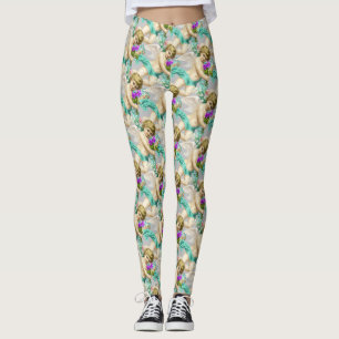 Gray Aqua Cherubs Leggings