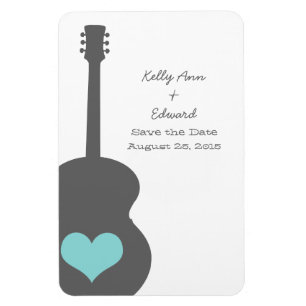 Gray/Aqua Guitar Heart Save the Date Magnet