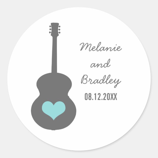 Gray/Aqua Guitar Heart Stickers (Vorderseite)