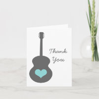 Gray/Aqua Guitar Herz Danke Karte