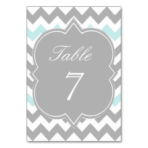 Gray Aqua Zickzack Tischnummer Card