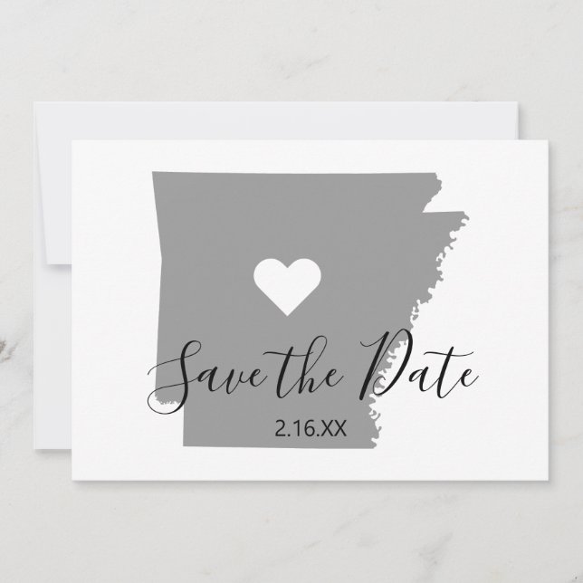 Gray Arkansas Map Form Save The Date (Vorderseite)