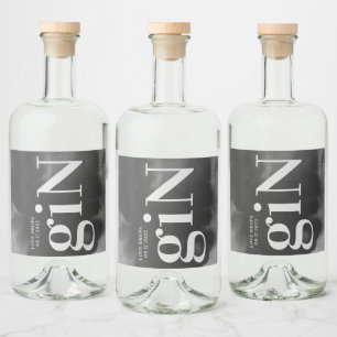 Gray Art Big Monogram Modern Bold Simple Wedding Alkoholflaschenetikett