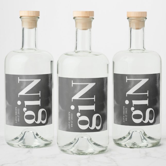 Gray Art Big Monogram Modern Bold Simple Wedding Alkoholflaschenetikett (Flaschen)