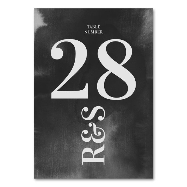 Gray Art Big Monogram Modern Bold Simple Wedding Tischnummer (Vorderseite)