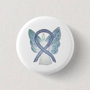 Gray Awareness Ribbon Angel Custom Art Buttone Button