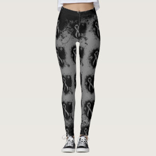 Gray Awareness Ribbon Grunge Herz Leggings